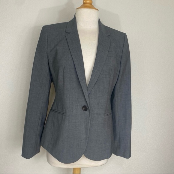 New J. Crew Women Gray Wool Mix 1035 Tollegno 1900 Blazer Jacket Size 12 Classic